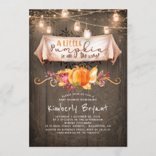 Invitación Un Pequeño Calabaza Está En El Camino Rústico De B