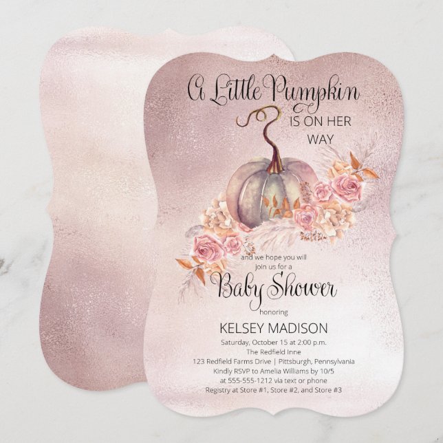 Invitación Un pequeño calabaza está floreciendo Baby Shower r (Anverso / Reverso)