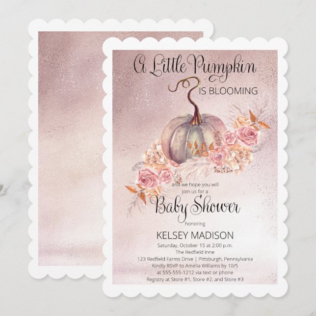 Invitación Un pequeño calabaza está floreciendo Baby Shower r (Anverso / Reverso)