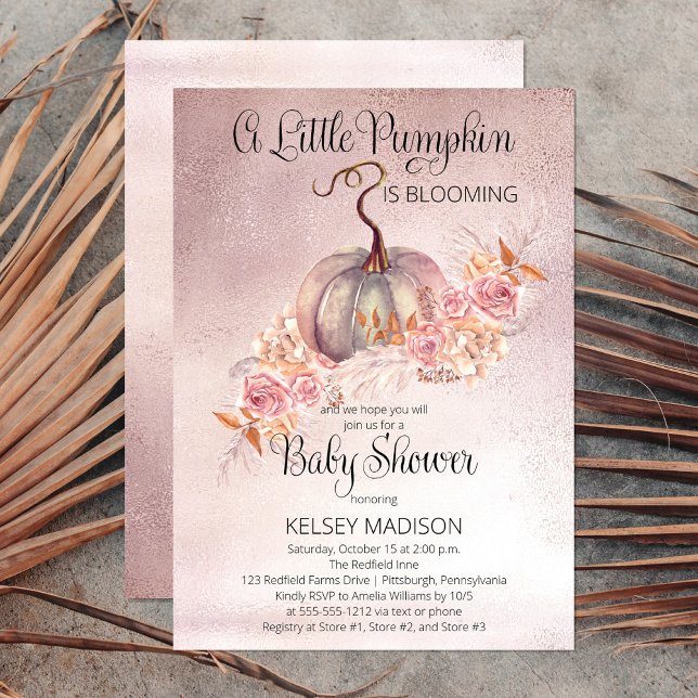 Invitación Un pequeño calabaza está floreciendo Baby Shower r (Sweet "A Little Pumpkin Is Blooming" Fall Baby Shower perfect for celebrating baby's pending arrival)