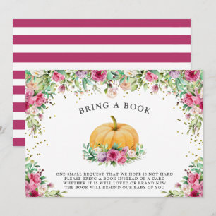 Invitación Un pequeño calabaza Girly Floral Gracias Invitació
