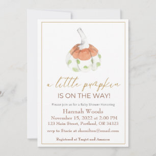 Invitación Un pequeño calabaza otoño caída Baby Shower