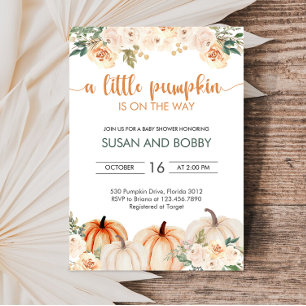 Invitación Un pequeño calabaza otoño caída Baby Shower
