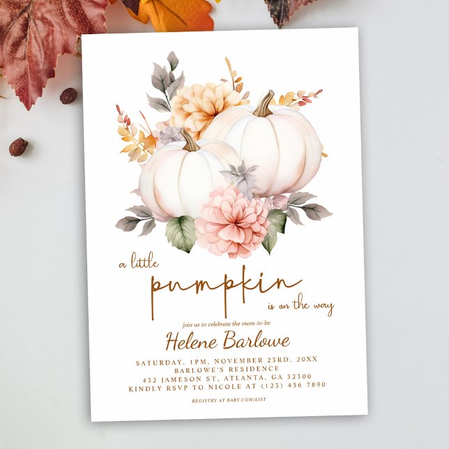 Invitación Un pequeño calabaza otoño caída Baby Shower (A Little Pumpkin Autumn Fall Baby Shower Invitation)
