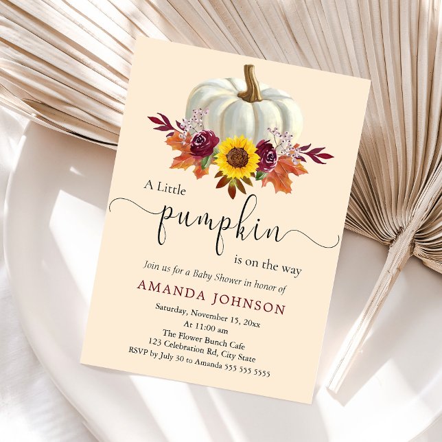 Invitación Un pequeño calabaza otoño caída Baby Shower (Subido por el creador)