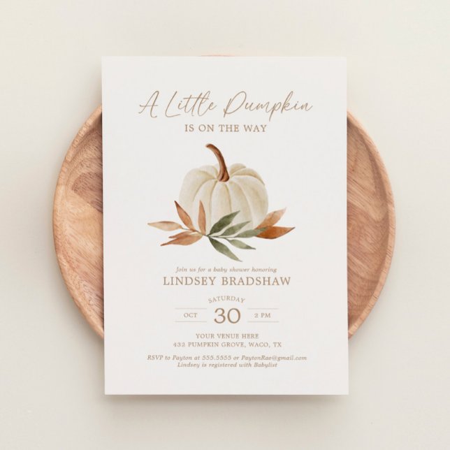 Invitación Un pequeño calabaza otoño caída Baby Shower (Subido por el creador)