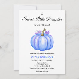 Invitación Un pequeño calabaza otoño otoño cuarto azul Baby S