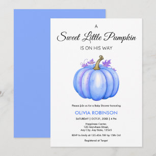 Invitación Un pequeño calabaza otoño otoño cuarto azul Baby S