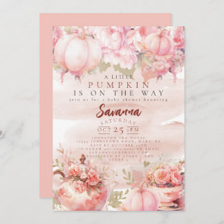 Invitación Un pequeño calabaza otoño otoño otoño floral cumpl