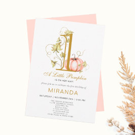 Invitación Un pequeño calabaza Primer cumpleaños de