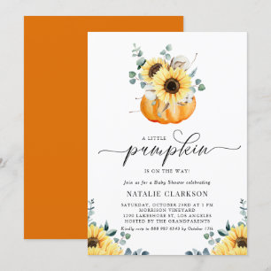 Invitación Un pequeño calabaza Rustic Sunflower Cae Baby Show