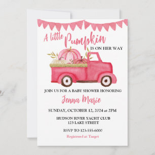 Invitación Un pequeño camión de calabaza Rustic Pink Truck BA