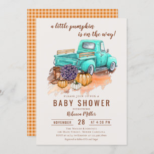 Invitación Un pequeño camión de la calabaza Rustic Fall Farm