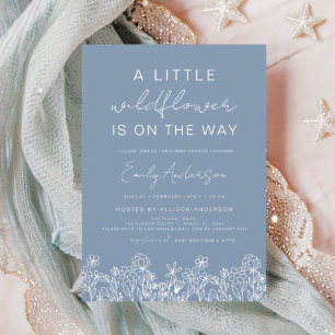 Invitación Un pequeño Chica azul turbio Baby Shower Dusty