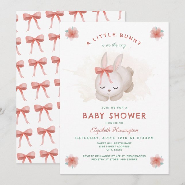 Invitación Un pequeño Chica Baby Shower (Anverso / Reverso)