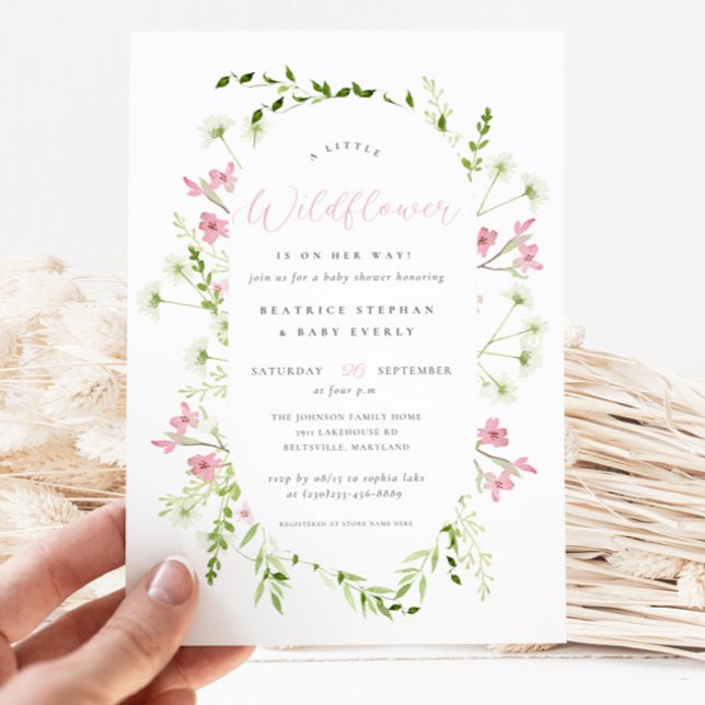 Invitación Un pequeño Chica botánico de flores silvestres Bab (Subido por el creador)