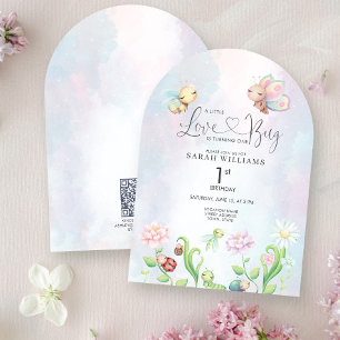 Invitación Un pequeño Chica de acuarela de Bug de Amor