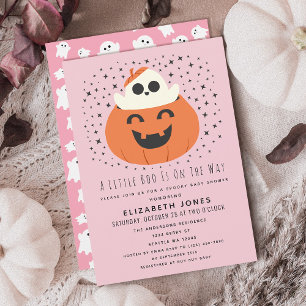 Invitación Un pequeño Chica de Baby Shower de Boo Halloween
