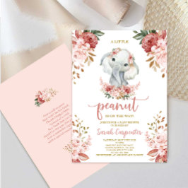 Invitación Un pequeño Chica de Baby Shower para el Elefante d