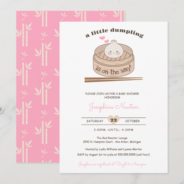 Invitación Un pequeño Chica de Bao en Baby Shower (Anverso / Reverso)