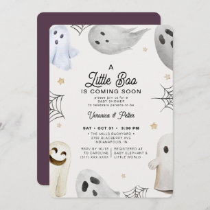 Invitación Un pequeño Chica de Boo morado Halloween Baby Show