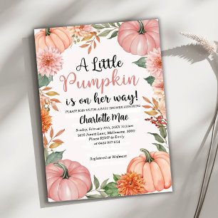 Invitación Un pequeño Chica de calabaza cae en Baby Shower fl