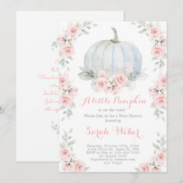 Invitación Un pequeño chica de calabaza rosa cae bebé ducha