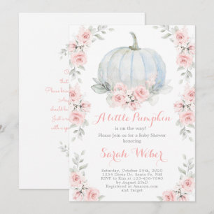 Invitación Un pequeño chica de calabaza rosa cae bebé ducha