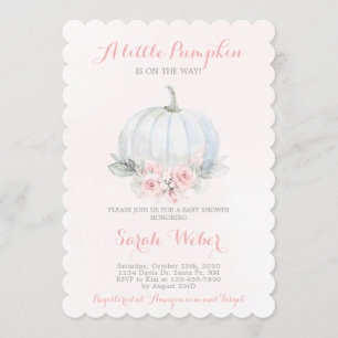 Invitación Un pequeño chica de calabaza rosa caída bebé ducha