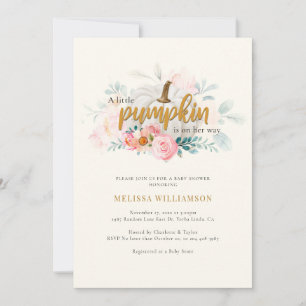 Invitación Un pequeño Chica de calabaza rosada Baby Shower
