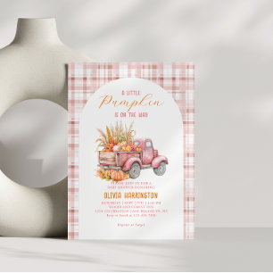 Invitación Un pequeño Chica de Camión Rosado de Calabaza Baby