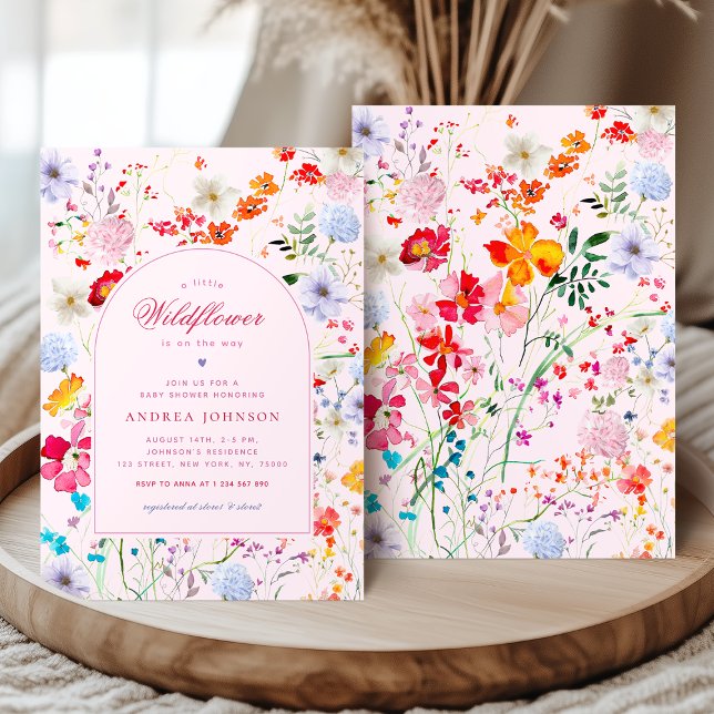 Invitación Un pequeño Chica de flores rosadas de flores silve (Subido por el creador)