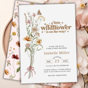 Invitación Un pequeño Chica de flores silvestres Baby Shower