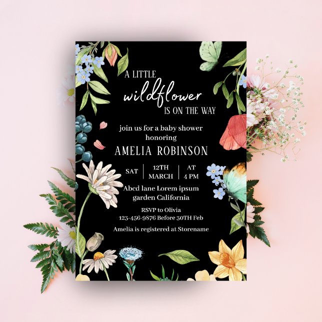 Invitación Un pequeño Chica de flores silvestres, Baby Shower (Subido por el creador)