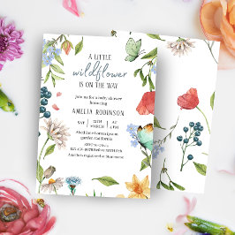 Invitación Un pequeño Chica de flores silvestres, Baby Shower