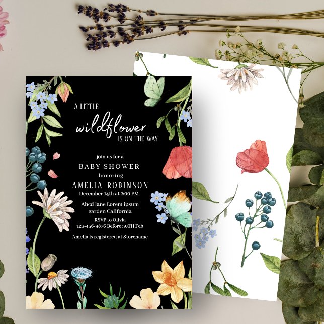 Invitación Un pequeño Chica de flores silvestres Baby Shower  (Subido por el creador)