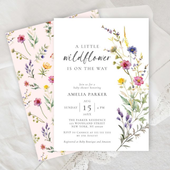 Invitación Un pequeño Chica de flores silvestres Baby Shower (Subido por el creador)