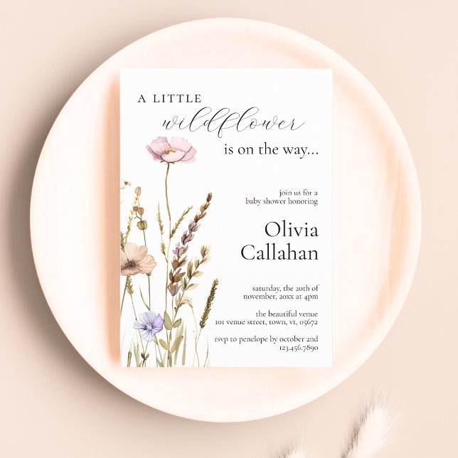 Invitación Un pequeño Chica de flores silvestres Baby Shower  (Subido por el creador)