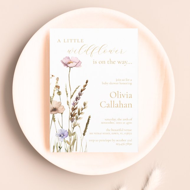 Invitación Un pequeño Chica de flores silvestres Baby Shower  (Subido por el creador)