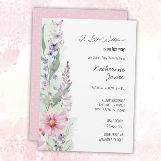 Invitación Un pequeño Chica de Flores Silvestres Elegante Bab