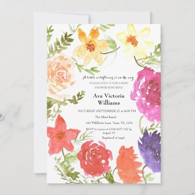 Invitación Un pequeño Chica de flores silvestres en Baby Show (Anverso)