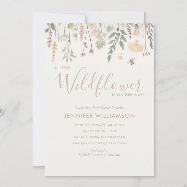 Invitación Un pequeño Chica de flores silvestres en Baby Show (Anverso)