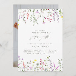 Invitación Un pequeño Chica de flores silvestres fiesta de cu