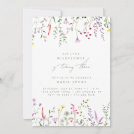 Invitación Un pequeño Chica de flores silvestres fiesta de cu