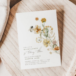 Invitación Un pequeño Chica de flores silvestres fiesta de cu