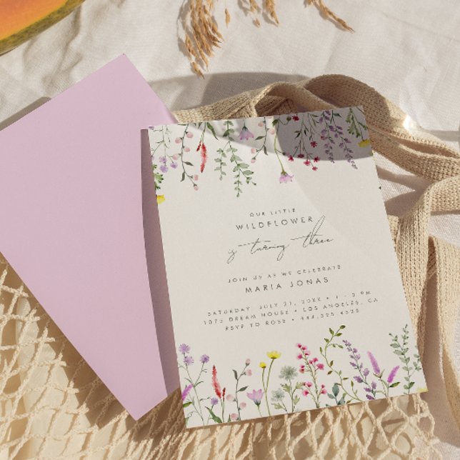 Invitación Un pequeño Chica de flores silvestres fiesta de cu (Subido por el creador)