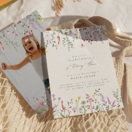 Invitación Un pequeño Chica de flores silvestres fiesta de cu