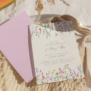 Invitación Un pequeño Chica de flores silvestres fiesta de cu
