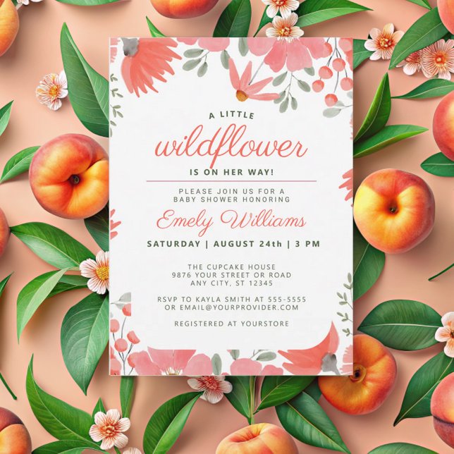 Invitación Un pequeño Chica de Flores Silvestres Peach Baby S (Subido por el creador)