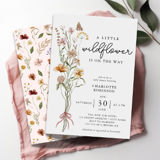 Invitación Un pequeño Chica de flores silvestres pequeño Baby